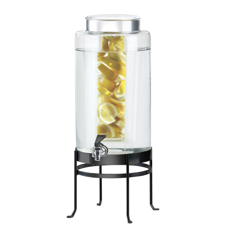Soho 2 Gallon Glass Beverage Dispenser with Infusion Chamber, 20.5" H x 10" W x 12" D, Black Base