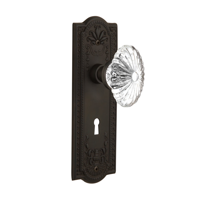 Poignée de porte intérieure à mortaise ovale cannelée Meadows, Bronze frotté à l'huile