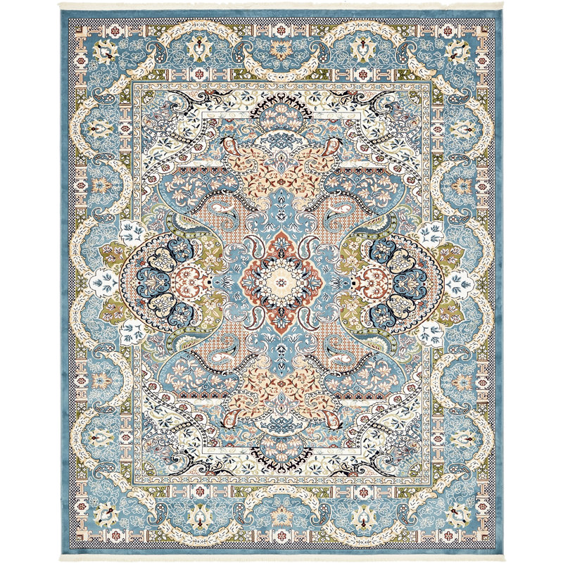 Tapis bleu marine / ivoire Eleanor, Blue, Rectangle 3 pi 1 po x 5 pi 3 po