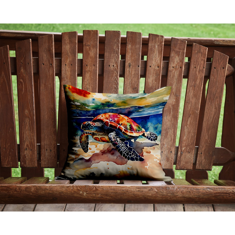 Loggerhead Sea Turtle Throw Pillow, 14" H x 14" W