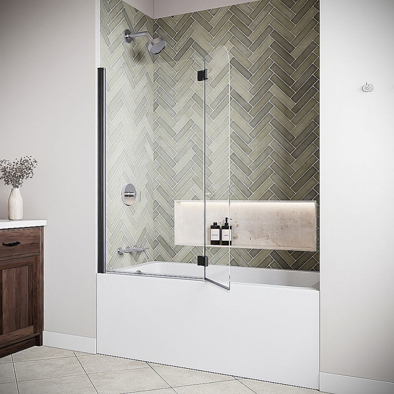 Panneau de baignoire fixe sans pivot Isonzo 40 "x 55" avec quincaillerie en verre trempé transparent traité 1/4 "CrystalTech
