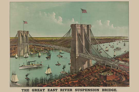 Pont de brooklyn-impression d’art graphique, H 20 po x l 30 po x P 1,5 po