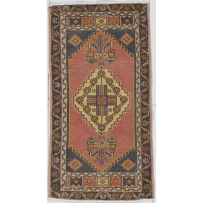 Vintage One-of-a-Kind Rectangle 1'9" x 3'3" Hand Knotted Area Rug