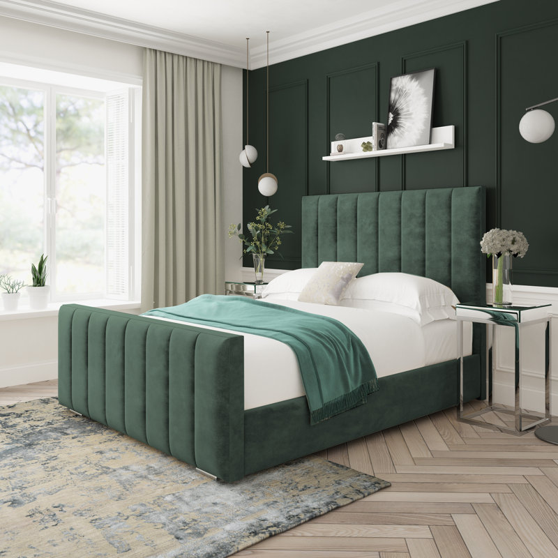 Oakley Conistan Upholstered Ottoman Bed Frame, Double (4'6), Green
