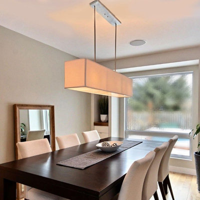 Morton 6 - Light Rectangle Textile Chandelier with Reflector on the Bottom