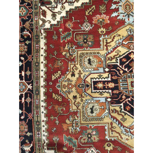 Hand Knotted Wool Area Rug in Rust