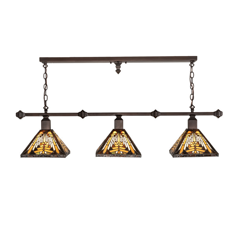 Meyda Tiffany & Stained Glass 3 - Light Mahogany Bronze Pool Table Lights Pendant