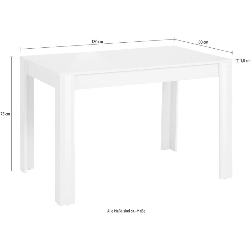 Bobbyetta Dining Table, H 75 x L 120 x W 80 cm, White