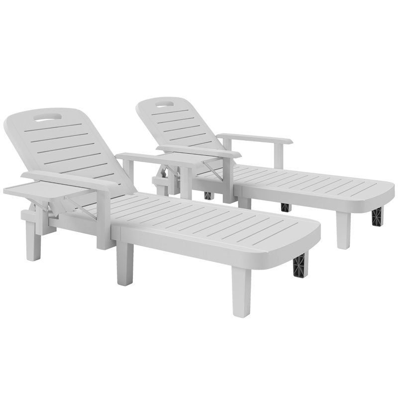 158cm Long Chaise Lounge Set, White