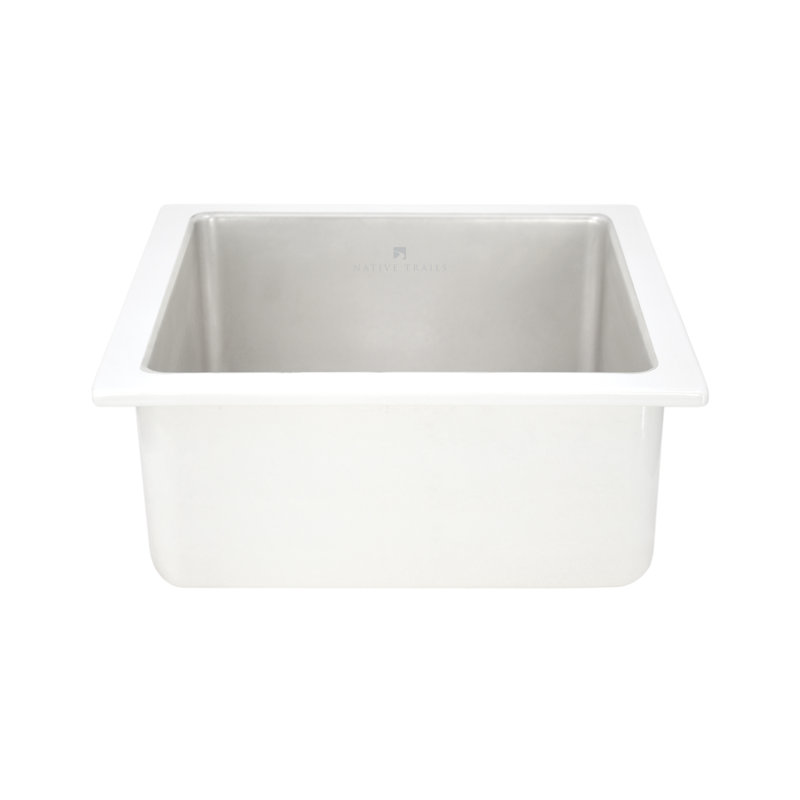 Reveler 15.75" Square Undermount Fireclay Bar Sink, Silver