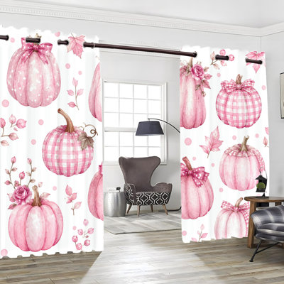 2 PCS rideaux occultants à œillets, rideaux mignons en polyester à motif d'aquarelle d'automne à motif de vichy rose, isolation thermique, réduction du bruit, protection de la vie privée, rideaux obscurcissant pour la chambre à coucher, salon, cuisine, intérieur