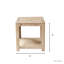 Table de bout carrée en bois massif de 24 po avec tablette de rangement ouverte - bois de manguier sablé Greige, table d'appoint de style campagne moderne