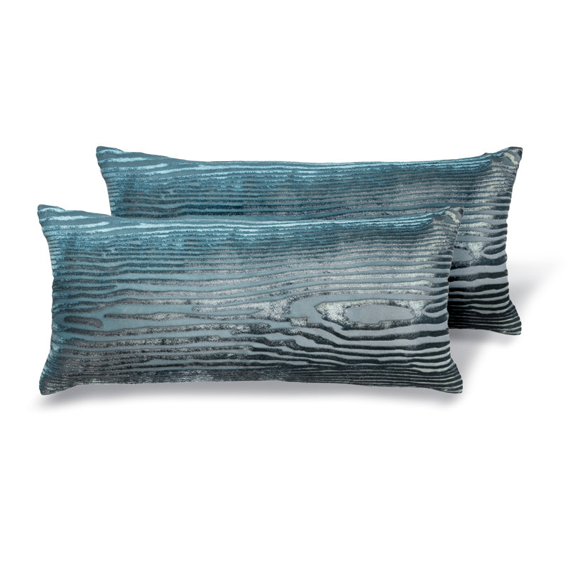 Woodgrain Rectangle Velvet Pillow Cover & Insert, Pacific, Square 16" H x 36" W