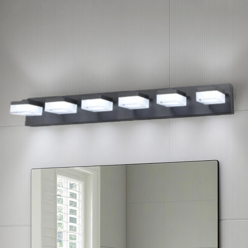 Luminaire à DEL à intensité variable pour meuble-lavabo, Six lumières, Matte Black