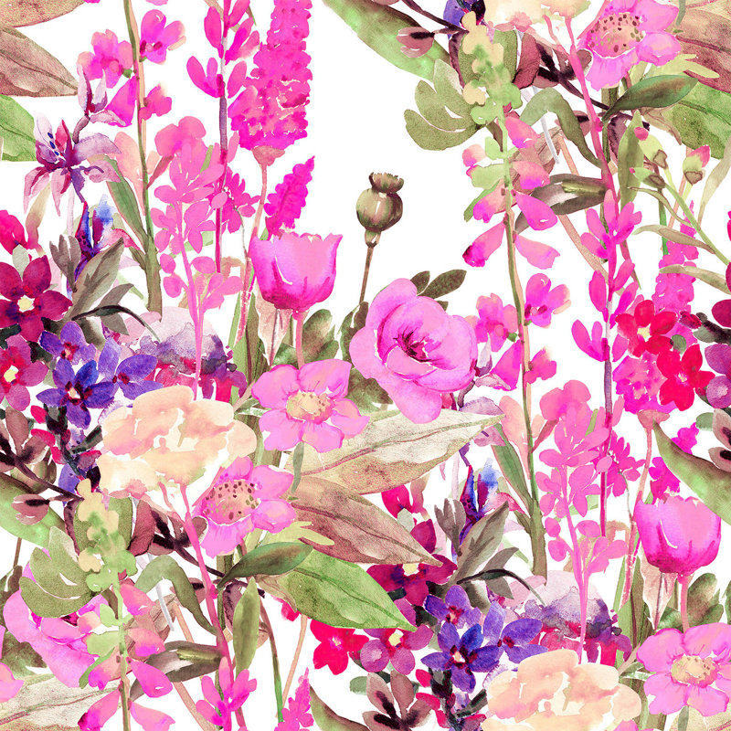 Papier peint floral rose, L 225 po x l 25 po