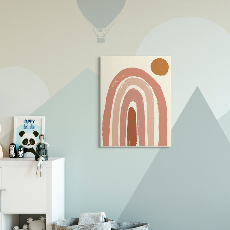 Désert soleil arc-en-ciel doux paysage beige, Toile tendue, H 40 po x l 30 po x 1,5 po
