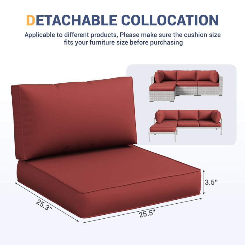 Ensemble de coussins de siège / de dossier pour l'extérieur (ensemble de coussins seulement, canapé non inclus), Rouge foncé