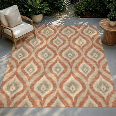 Tapis géométrique Shuana ACN3068 lavable à la machine pour intérieur/extérieur