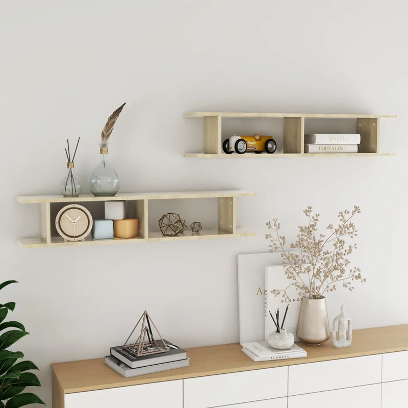 Averyonna 2 Piece Floating Shelf, Sonoma Oak, 20cm H x 105cm W x 18cm D