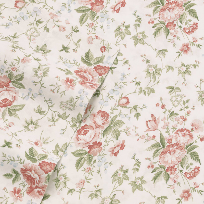 Lilian Blue Floral Cotton Queen Sheet Set
