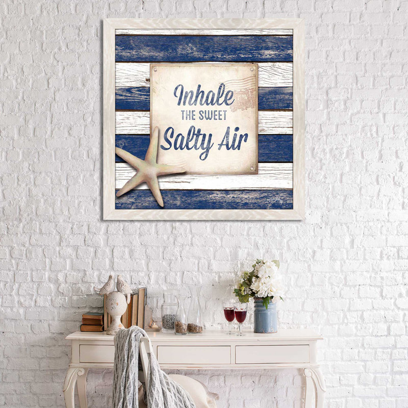 «Salty Air» par Elizabeth Medley - impression, Cadre crème délavé, H 37,5 po x l 37,5 po x P 1 po