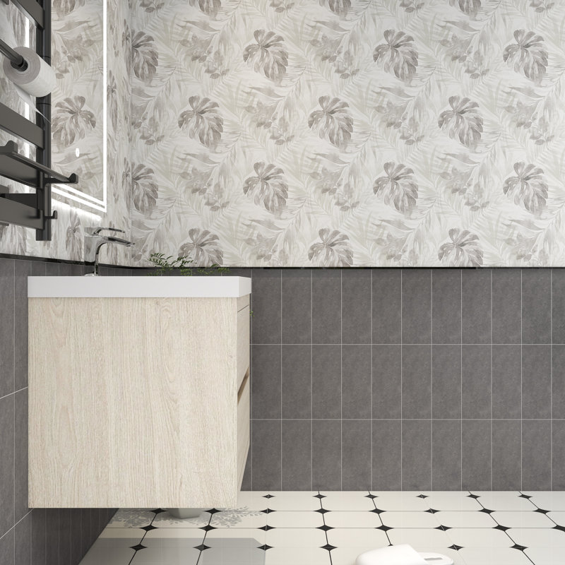 Meuble-lavabo simple 29,5 po avec plateau en acrylique Hoehne, Bois clair