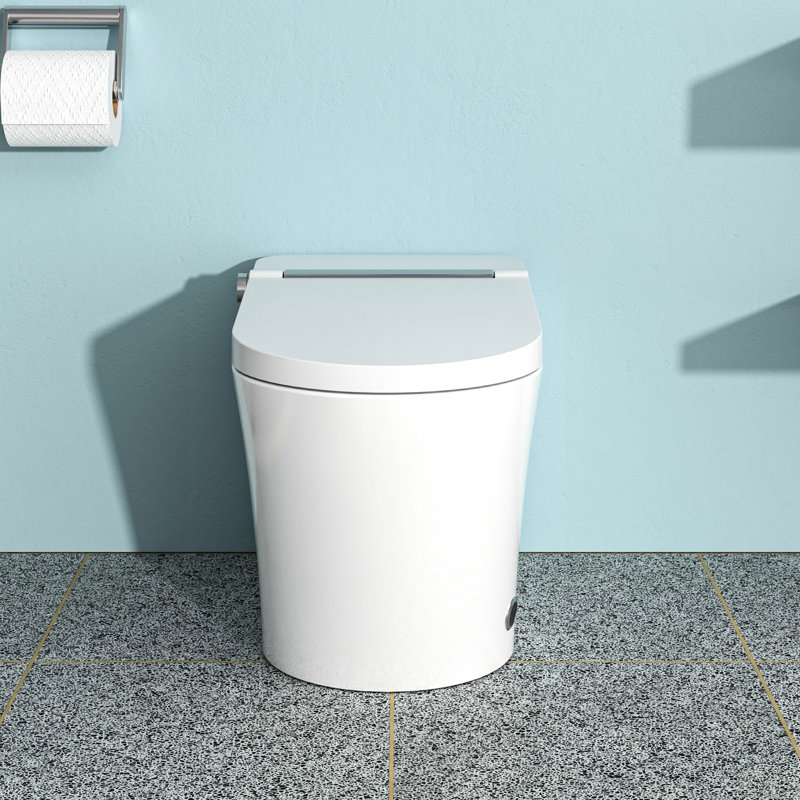 Toilette intelligente avancée avec bidet - ouverture et fermeture automatiques, siège chauffant, lavage à l'eau tiède, sécheuse, affichage à DEL, haute technologie de nuit, chasse d'eau à capteur de pied