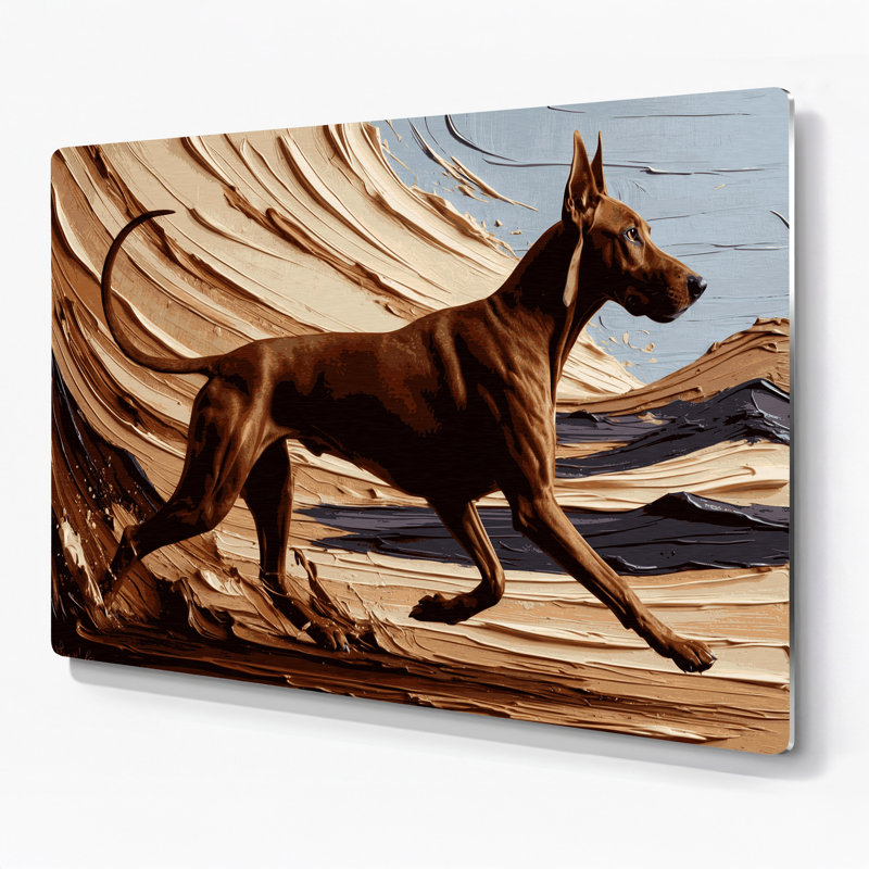 «Dogs Pharaoh Hound», art mural en métal noir, H 11 po x l 14 po