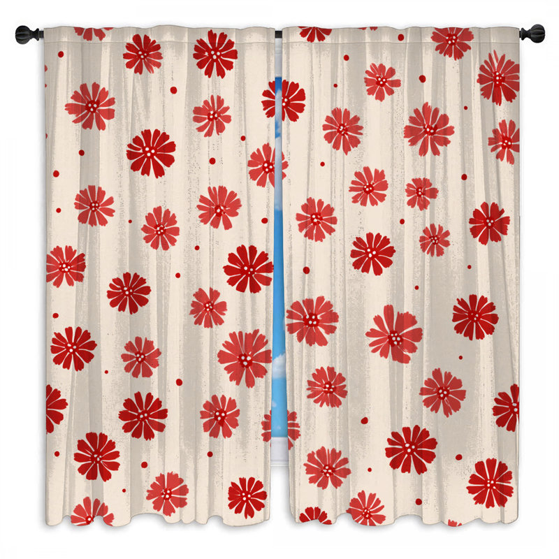 Motif de rideaux de fenêtre à motif floral transparent et obscurcissant - 2 panneaux, 20in x 50in - 2 panels