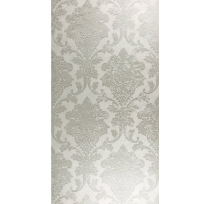 Tabor Wallpaper rustic Ivory Beige Metallic Victorian vintage Damask rolls 3D