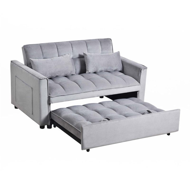 3 In 1 Convertible Sleeper Sofa Bed, Cement Gray