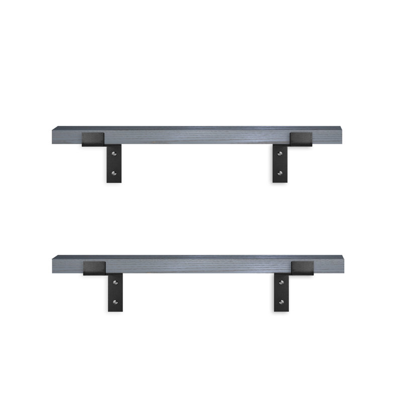 Arriyanah 2 Piece Solid Wood Bracket Shelf, Grey, 1" H x 61" W x 7" D