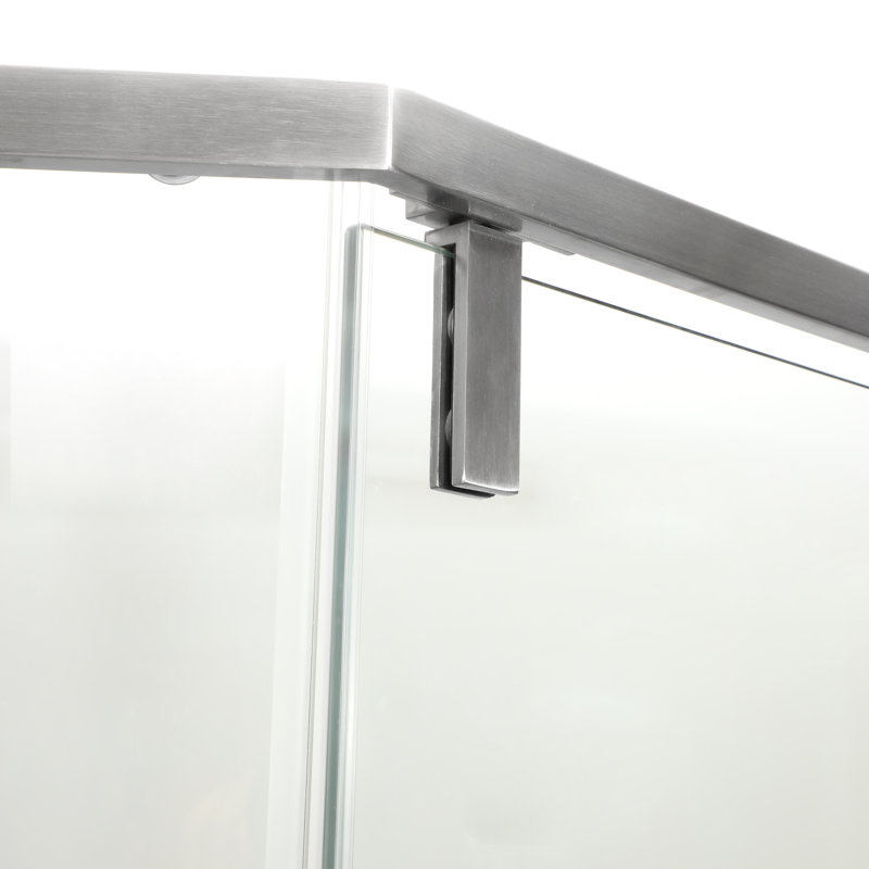 Mocoloo 34'' W x 72'' H Semi-Frameless Neo-angle Single Hinged Door Shower Enclosure(White panel not included) with 5/16" (8mm) Clear Tempered Glass