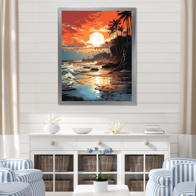Coucher de soleil sur la côte au paradis II - art mural minimaliste côtier