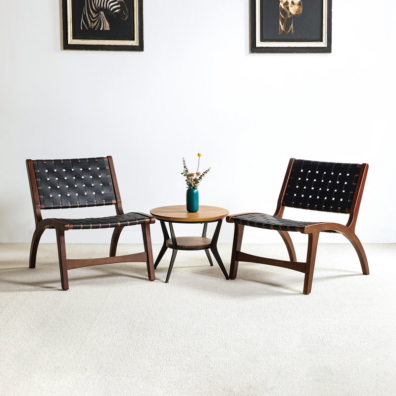 Allegheny Faux Leather Accent Chair, Black Faux Leather