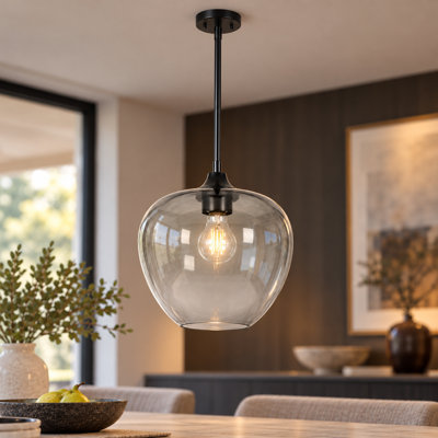 Luminaire suspendu sphérique 1 lumière à intensité variable avec abat-jour en verre gris dégradé
