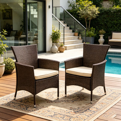 Outdoor Multibrown PE Wicker Dining Chairs
