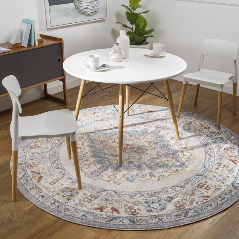 Kucera Flatiron Oriental Gray Area Rug, Round 7'10"