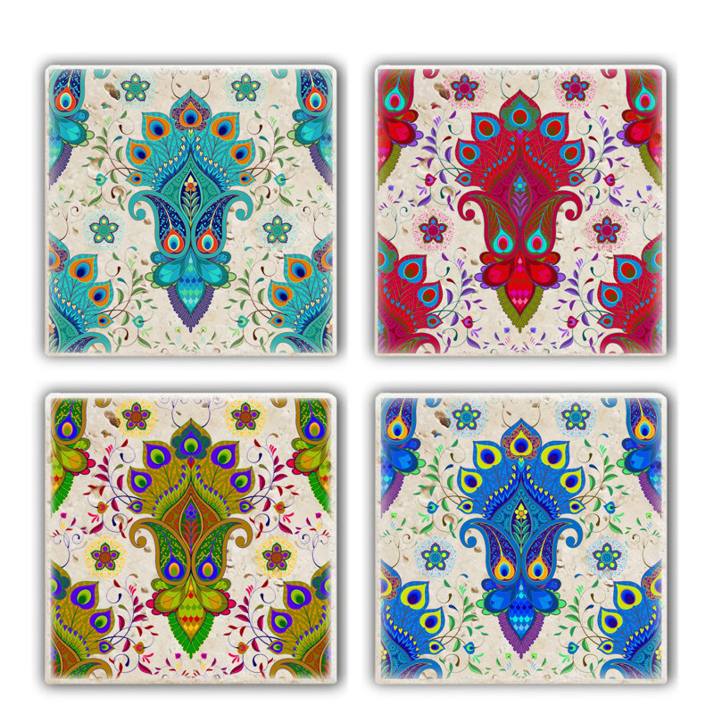 Premium Natural Stone Glass Mat Set (4 Pieces), 3.9 x 3.9 x 0.4 inches | 100% Natural Stone for Durability & Elegance | Perfect for Protecting Surfaces, Ideal for Home & Office Use, Stylish & Functional Design