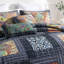 Ensemble de courtepointe en coton avec patchwork de coton, ensemble de courtepointe 3 pièces avec broderie surpiquée, ensemble de couvre-lit matelassé réversible, grille fleurie rétro-113913304