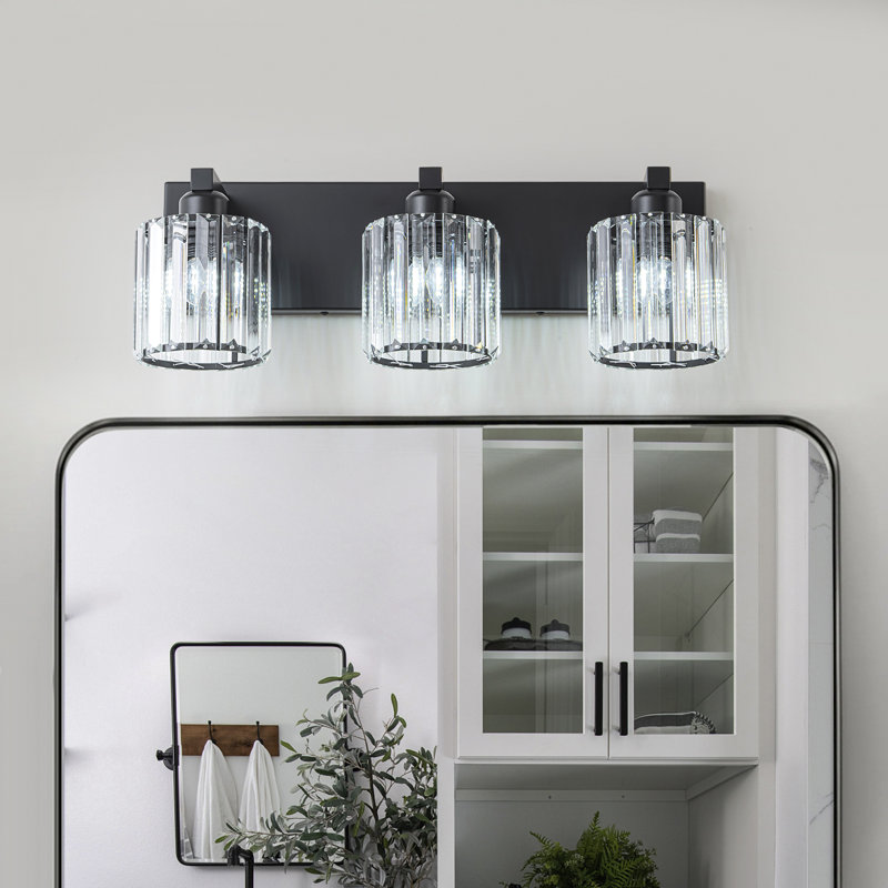 Paislyn Dimmable Crystal Vanity Light, Matte Black, 3