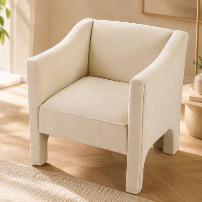 Modern Barrel Accent Chair with Chenille Upholstery and Ergonomic Foam Support for Living Room or Bedroom