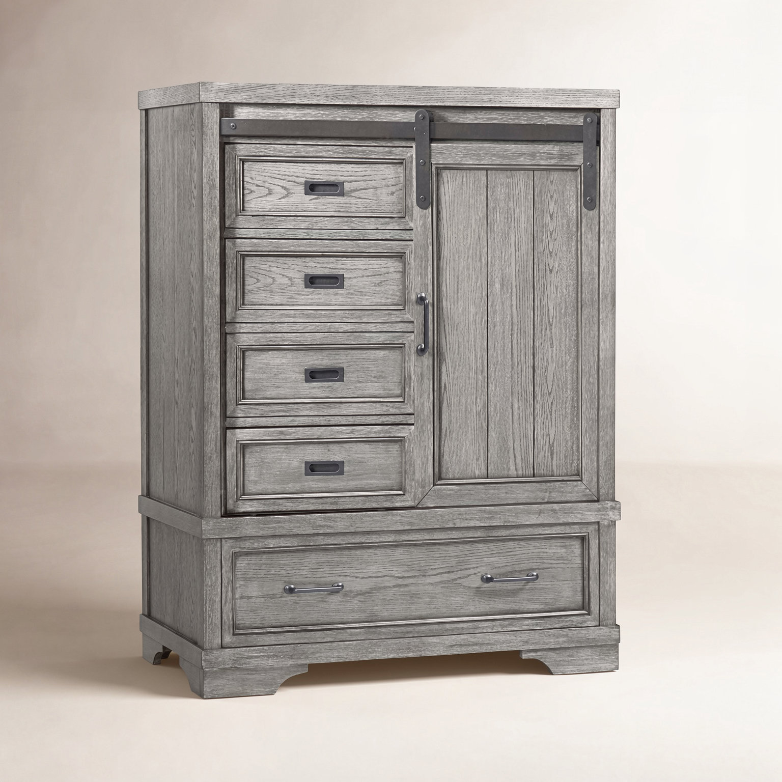 Danbury Wood Chifferobe, Brushed Pewter