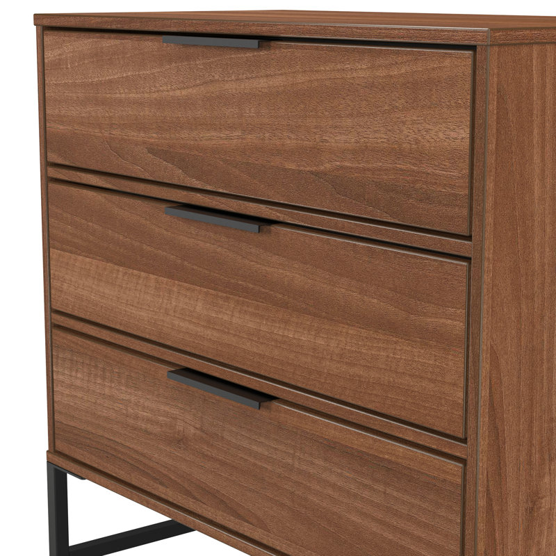 Bibek 76 cm W Chest of 3 Drawers, Noche Walnut