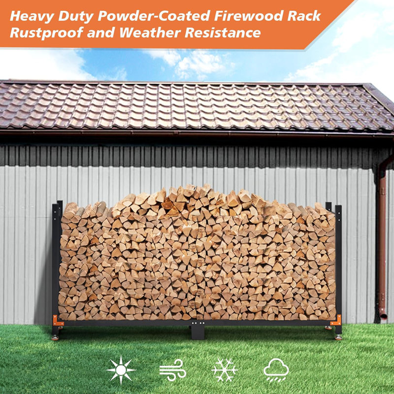 Josziah 96'' W Enamel Coated Steel Log Rack