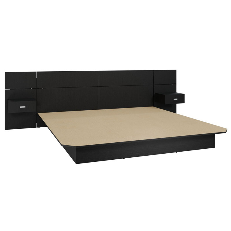 Plateforme de chambre Katsuki, Très grand lit, Noir Karisma
