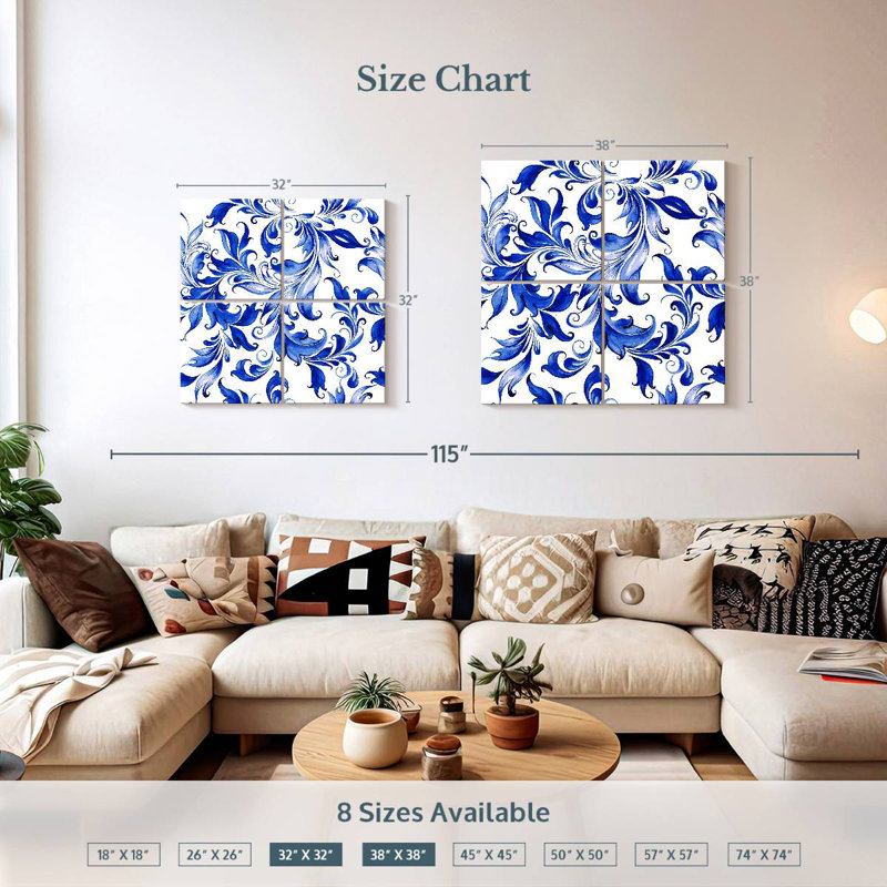 Motif floral abstrait Kerner, H 32 po x l 32 po