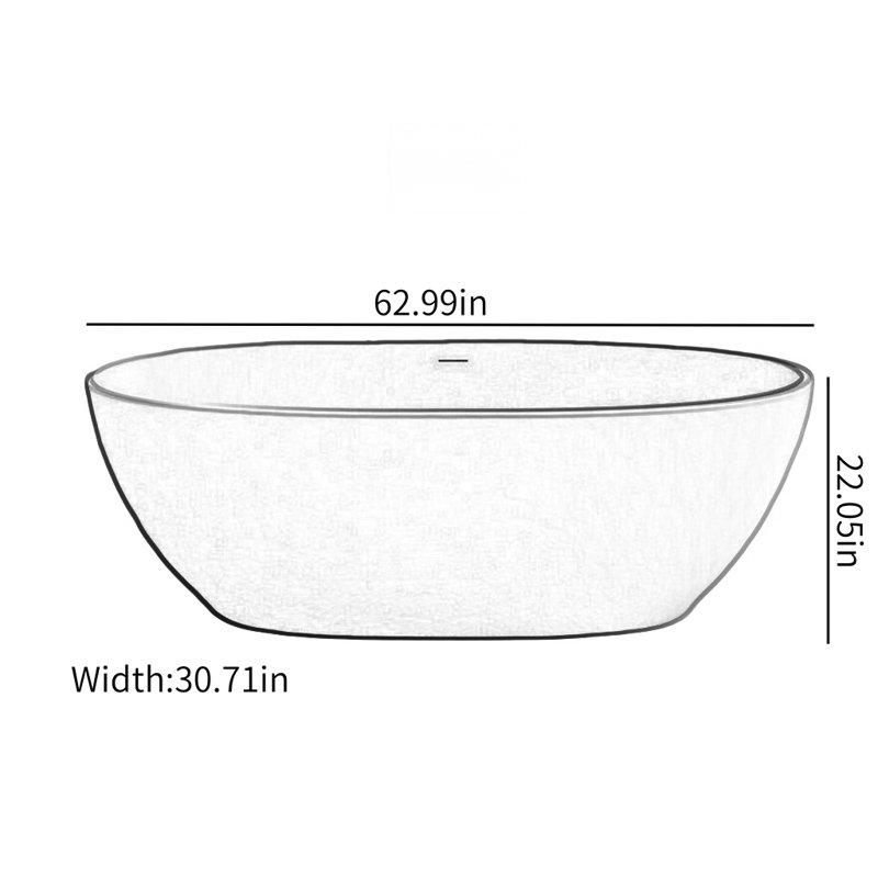62.99'' W 22.05'' H Frameless Offset Curved Tub & Shower Kit, Black