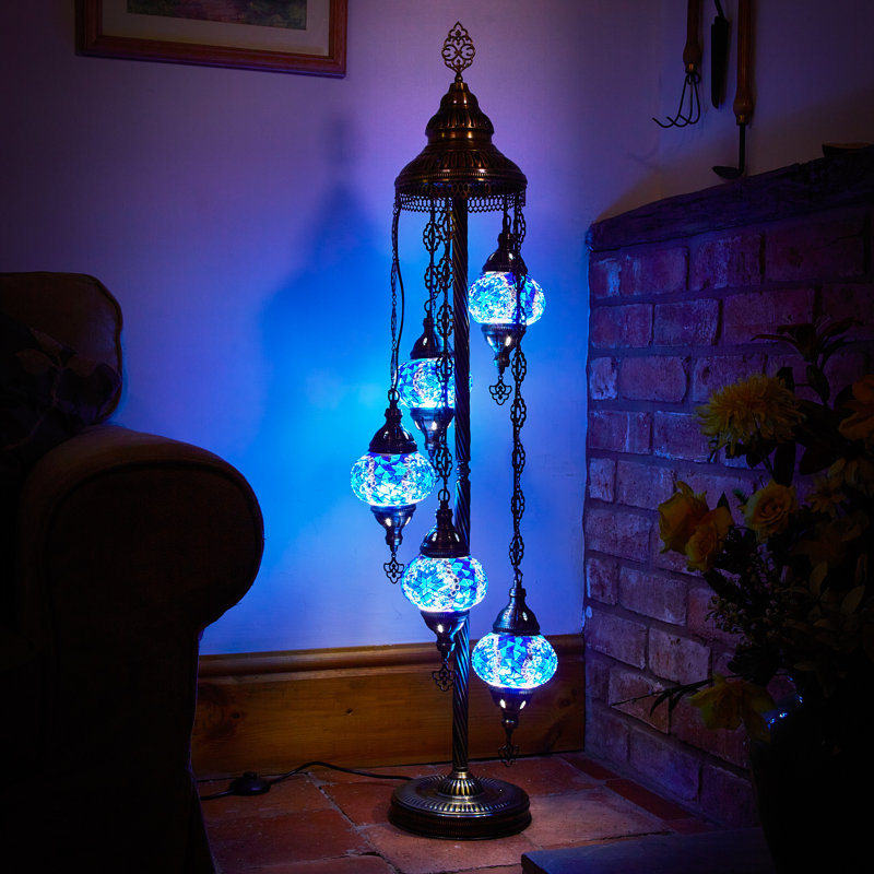 Karlie 124cm Antique Bronze Lighting Floor Lamp, Blue