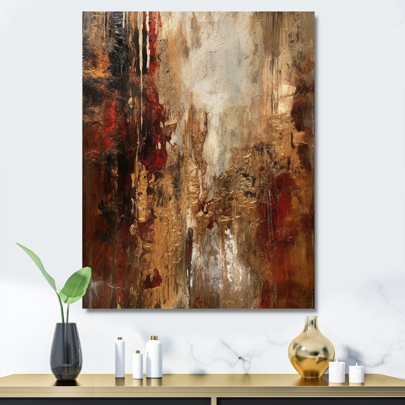 Révélations italiennes anciennes en or et rouge - reproduction d'art sur toile, Toile tendue, H 40 po x l 30 po x P 1,5 po